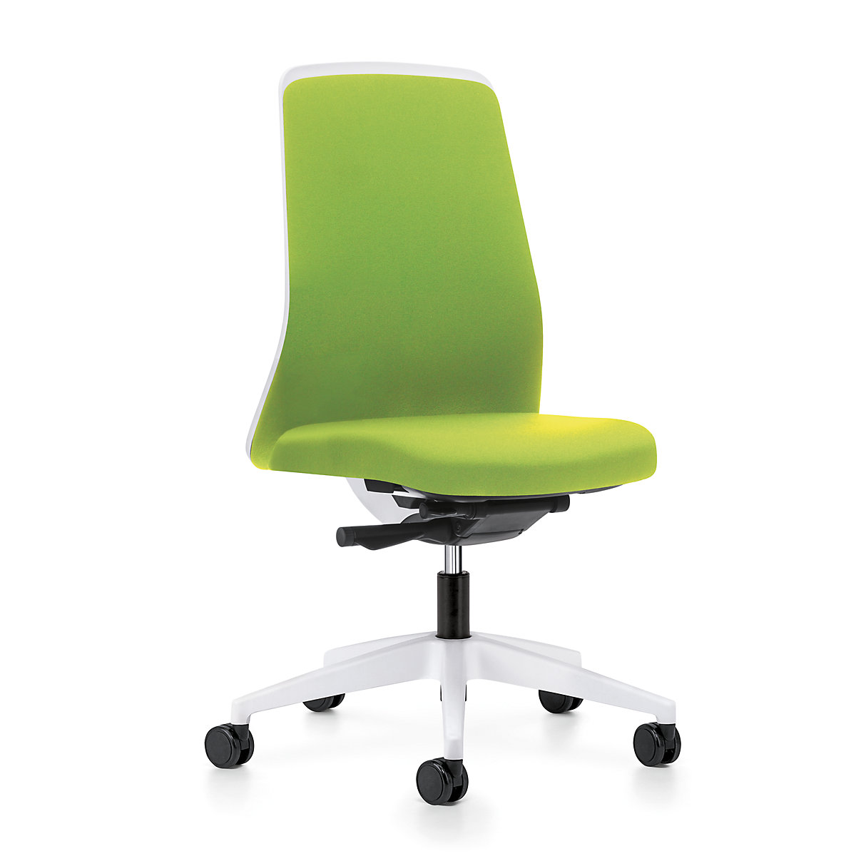 EVERY operator swivel chair, chillback back rest in white – interstuhl, white frame, with soft castors, yellow green, seat depth 430 mm-7