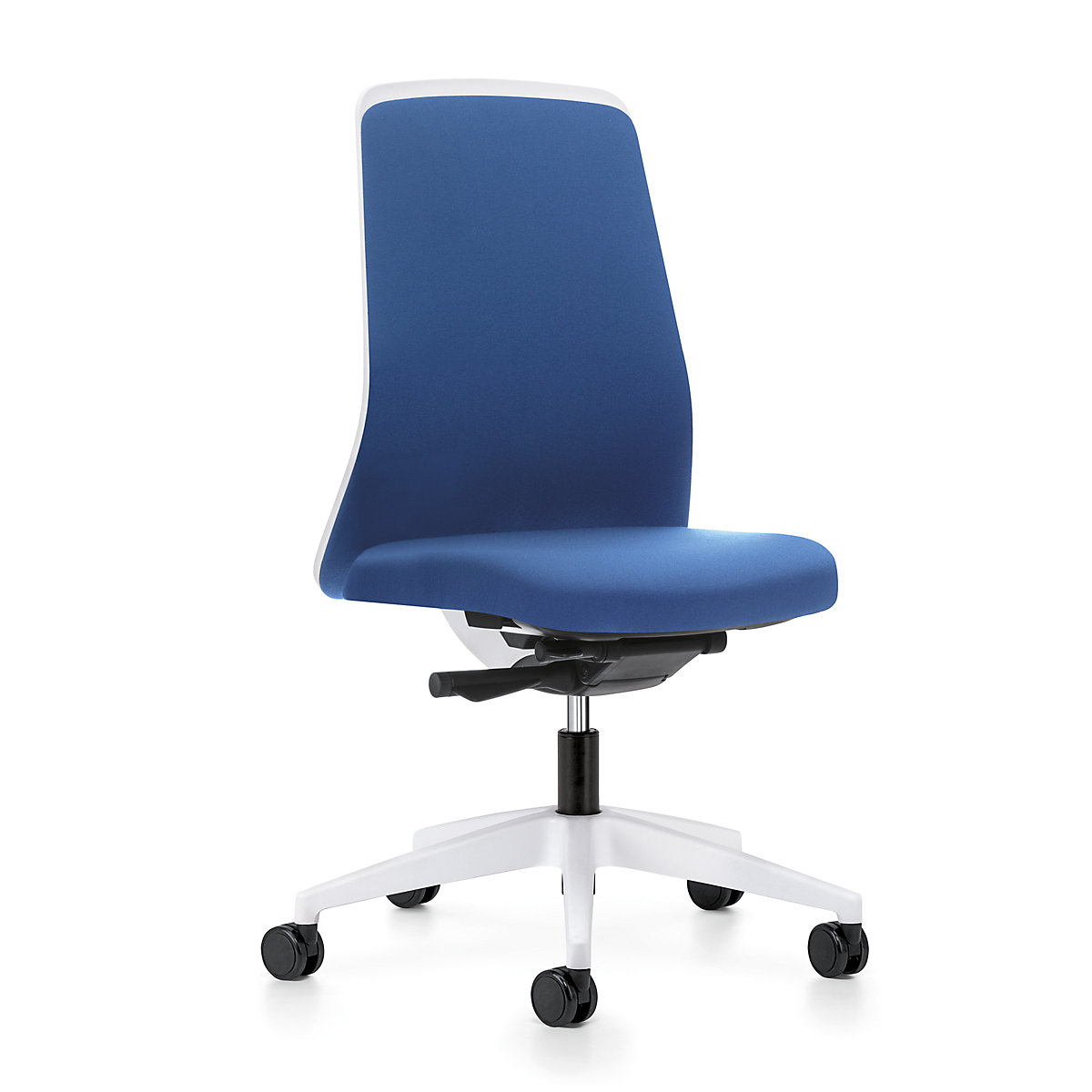 EVERY operator swivel chair, chillback back rest in white – interstuhl, white frame, with soft castors, gentian blue, seat depth 430 mm-4