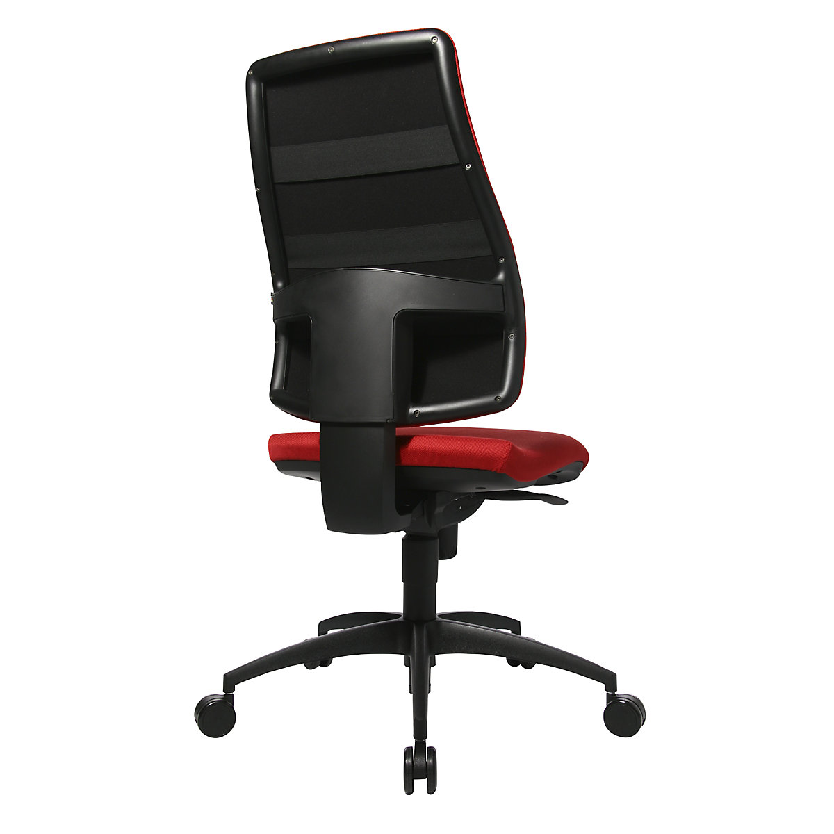 Ergonomic swivel chair, back rest height 680 mm – Topstar, upholstered back rest, light red seat cover-2