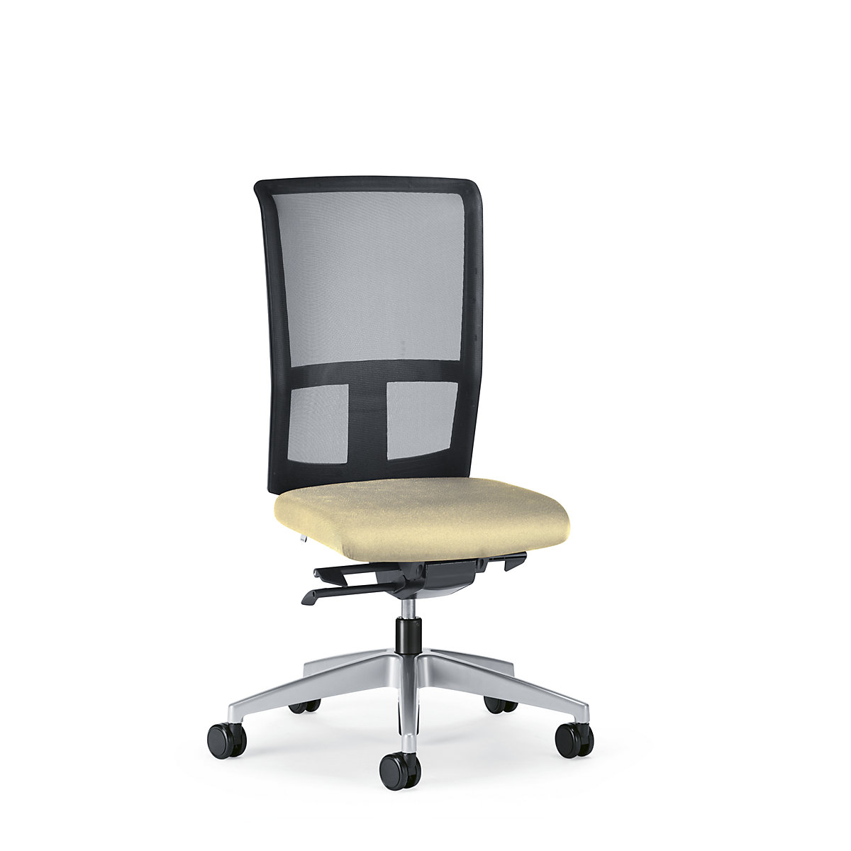 GOAL AIR office swivel chair, back rest height 545 mm – interstuhl, brilliant silver frame, with soft castors, beige, seat depth 410 mm-6