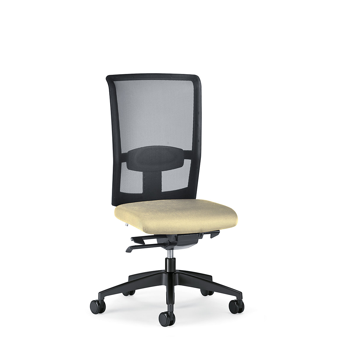 GOAL AIR office swivel chair, back rest height 545 mm – interstuhl, black frame, with hard castors, beige, seat depth 410 mm-6