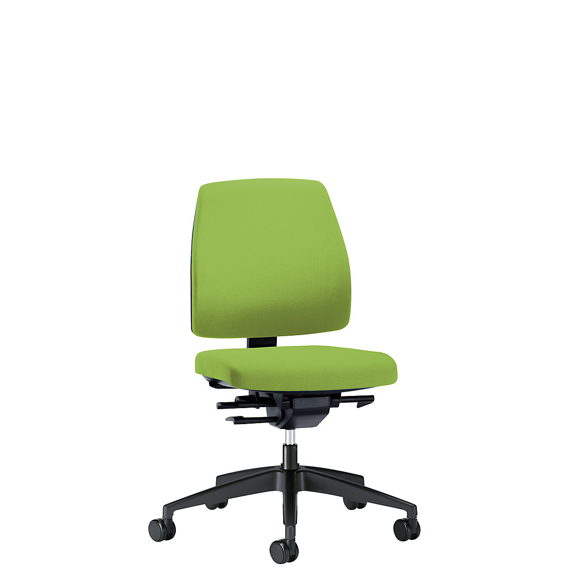 GOAL office swivel chair, back rest height 430 mm – interstuhl, black frame, with hard castors, yellow green, seat depth 410 mm-4