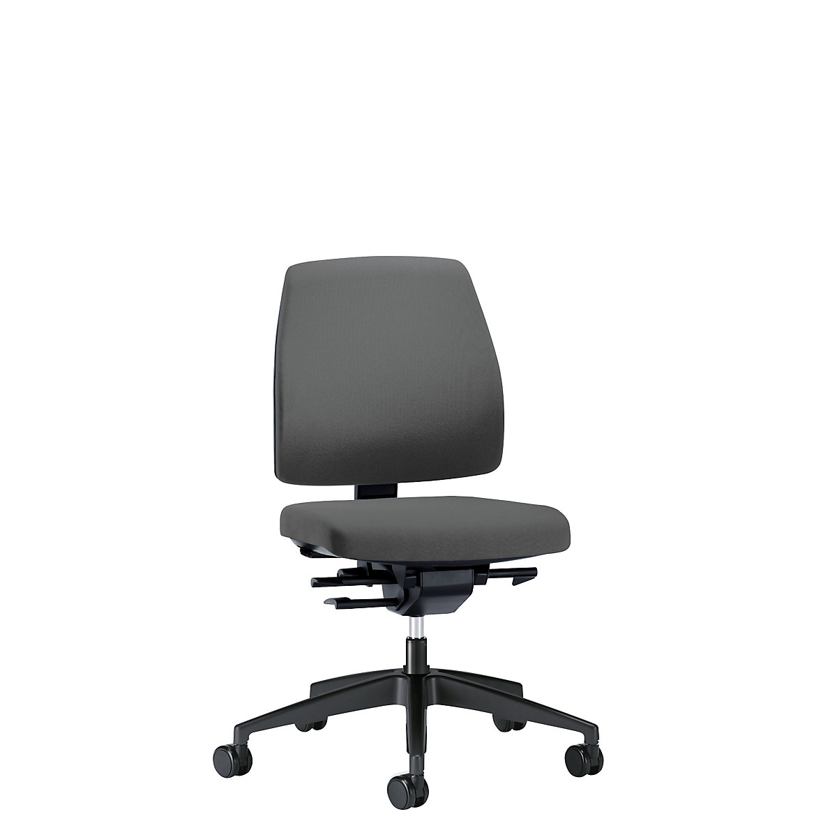 GOAL office swivel chair, back rest height 430 mm – interstuhl, black frame, with soft castors, iron grey, seat depth 410 mm-6