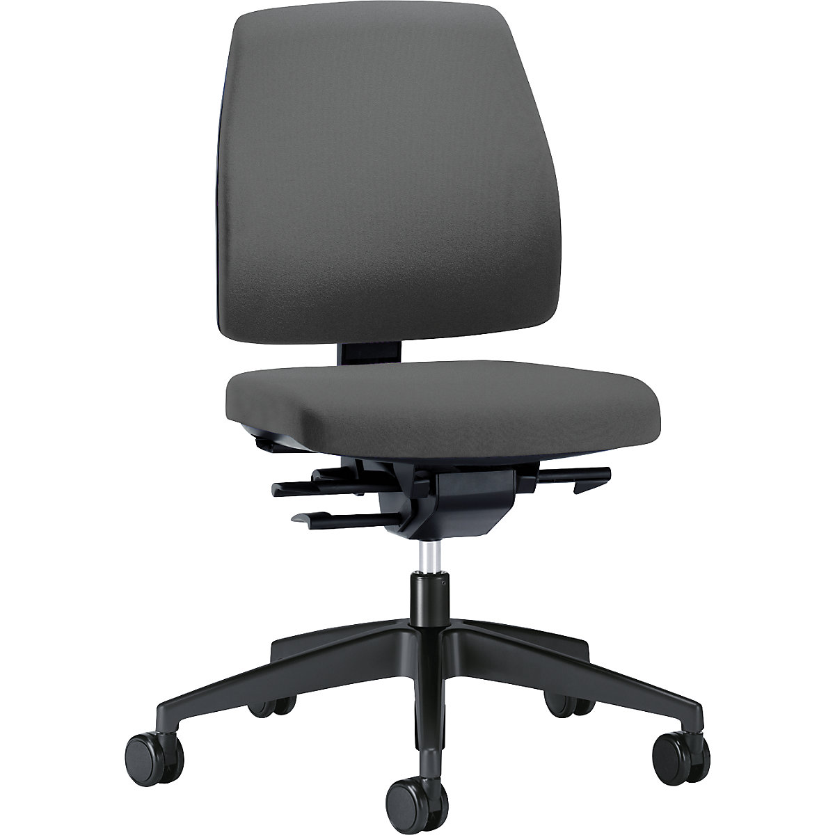 GOAL office swivel chair, back rest height 430 mm – interstuhl, black frame, with hard castors, iron grey, seat depth 410 mm-2