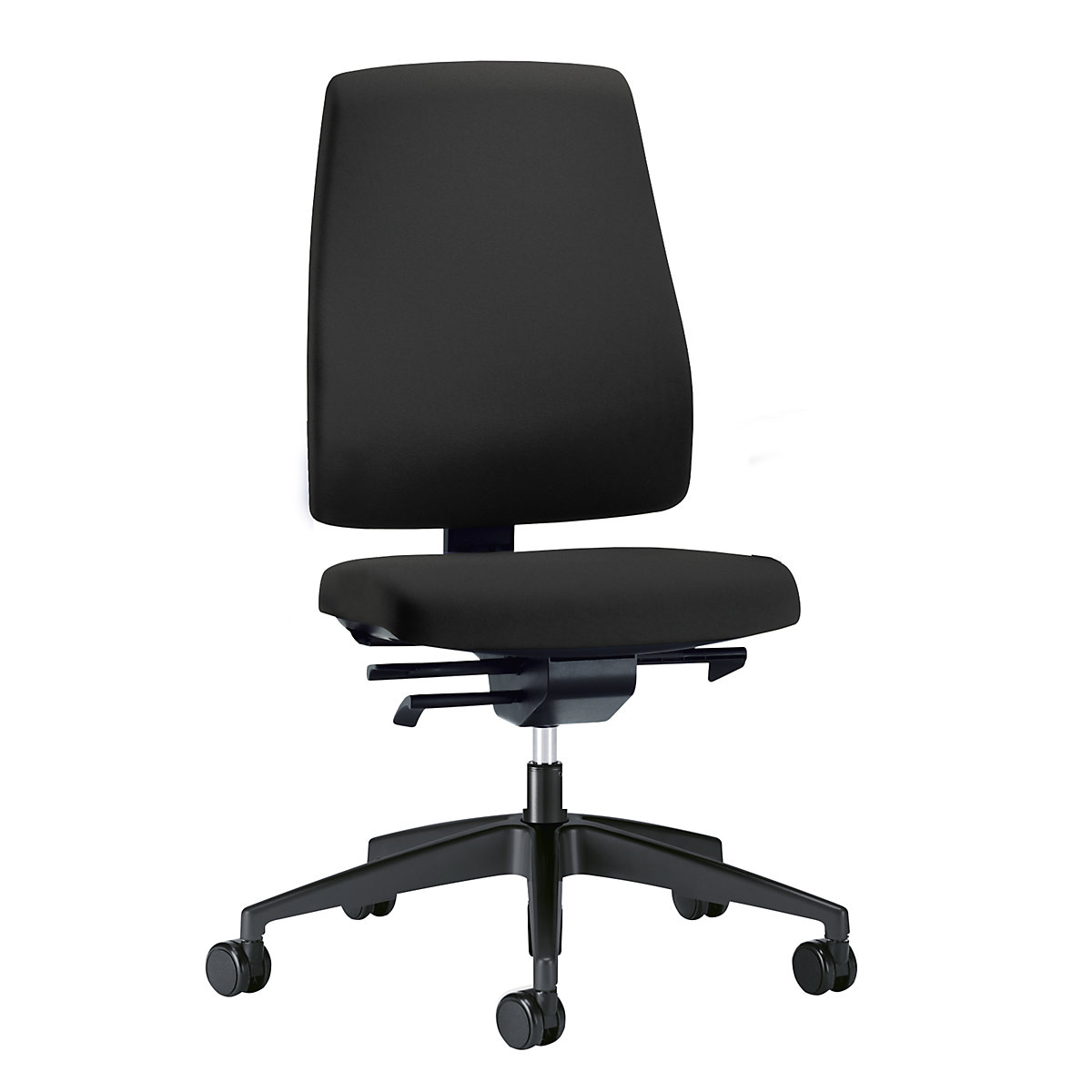 GOAL office swivel chair, back rest height 530 mm – interstuhl, black frame, with hard castors, graphite black, seat depth 410 mm-5