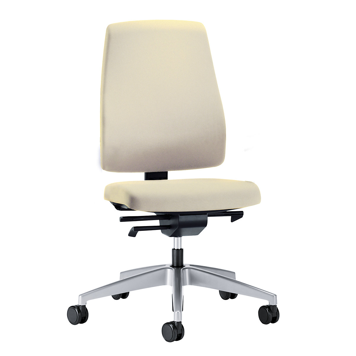 GOAL office swivel chair, back rest height 530 mm – interstuhl, brilliant silver frame, with hard castors, beige, seat depth 410 mm-5