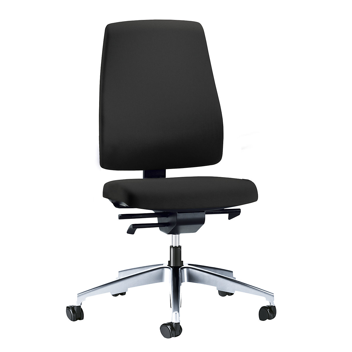 GOAL office swivel chair, back rest height 530 mm – interstuhl, polished frame, with hard castors, graphite black, seat depth 410 mm-2