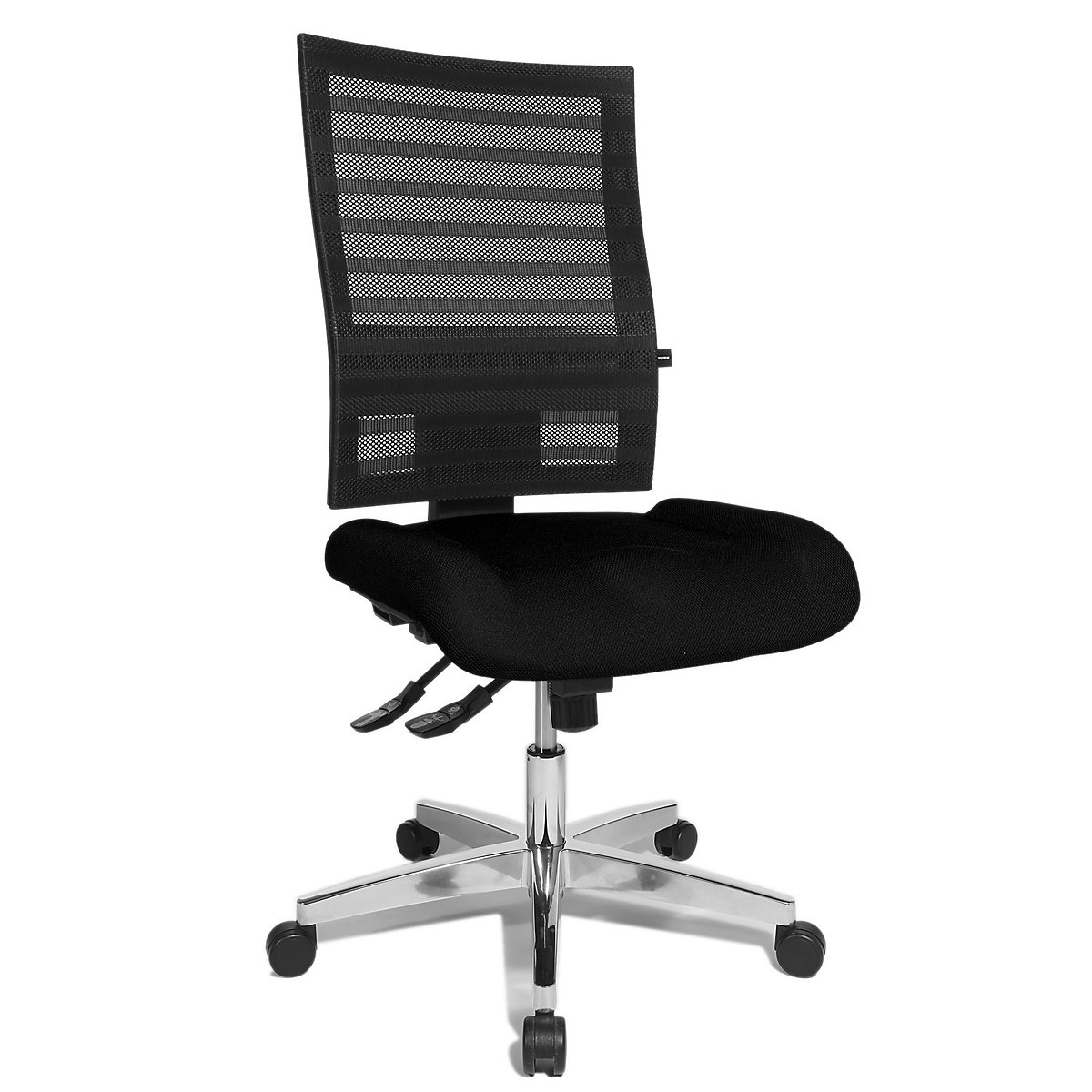 Operator swivel chair – Topstar, black mesh back rest, black cover-2