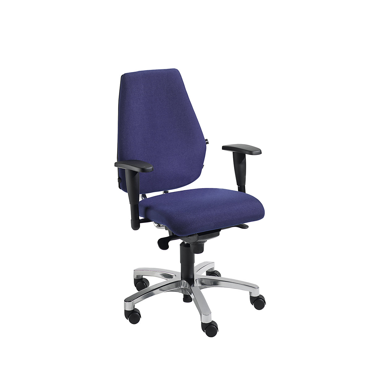 Operator swivel chair, point synchronous mechanism – Topstar, flat seat with knee roll and Body Balance Tec®, blue-5
