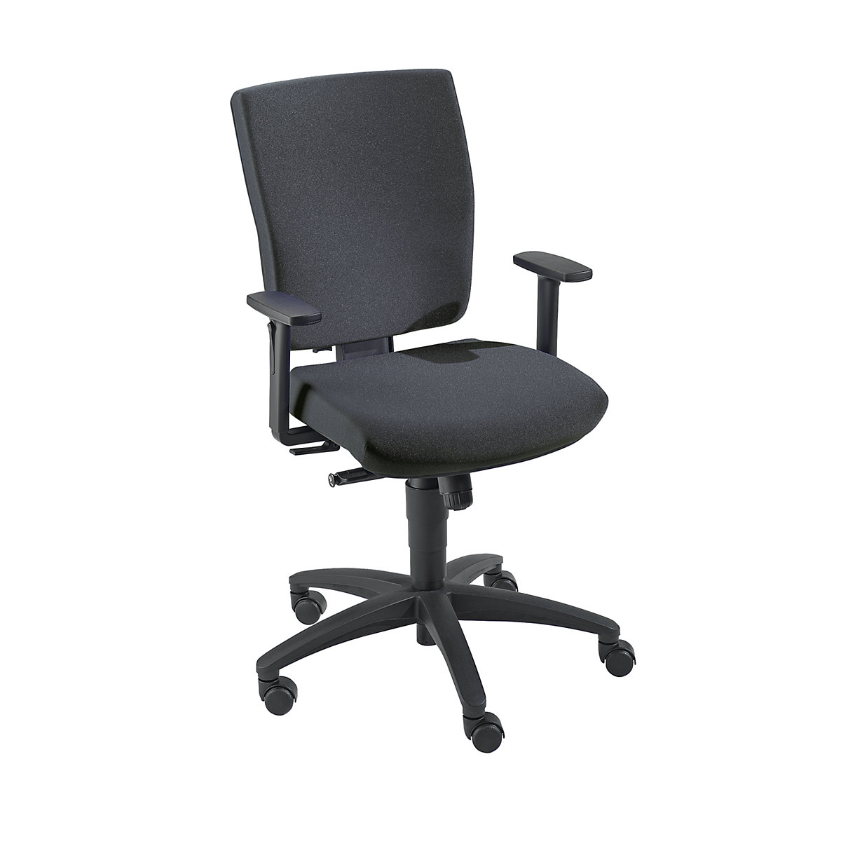 Operator swivel chair, synchronous mechanism – Dauphin, back rest height 500 mm, black-4