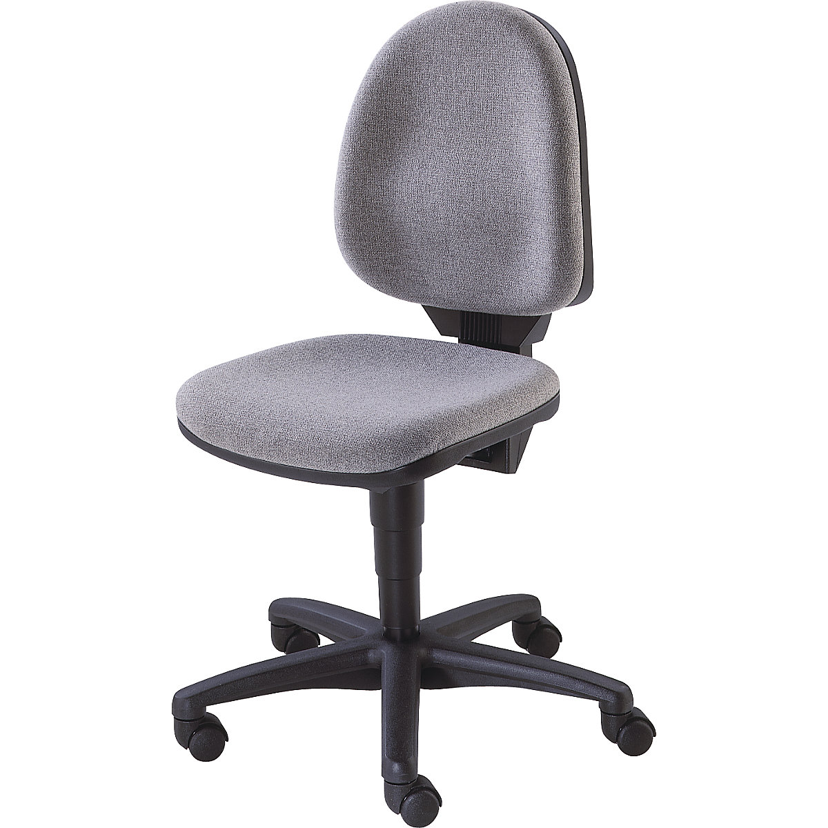 Standard swivel chair – Topstar, without arm rests, back rest 450 mm, fabric covering grey, frame black, 2+-3