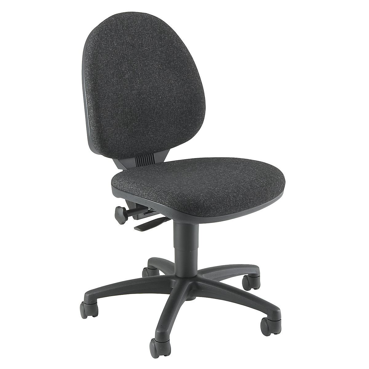 Standard swivel chair – Topstar, without arm rests, back rest 450 mm, fabric covering anthracite, frame black-2