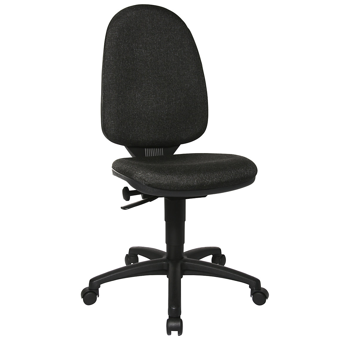 Standard swivel chair – Topstar, without arm rests, back rest 550 mm, frame black, fabric anthracite, 2+-4