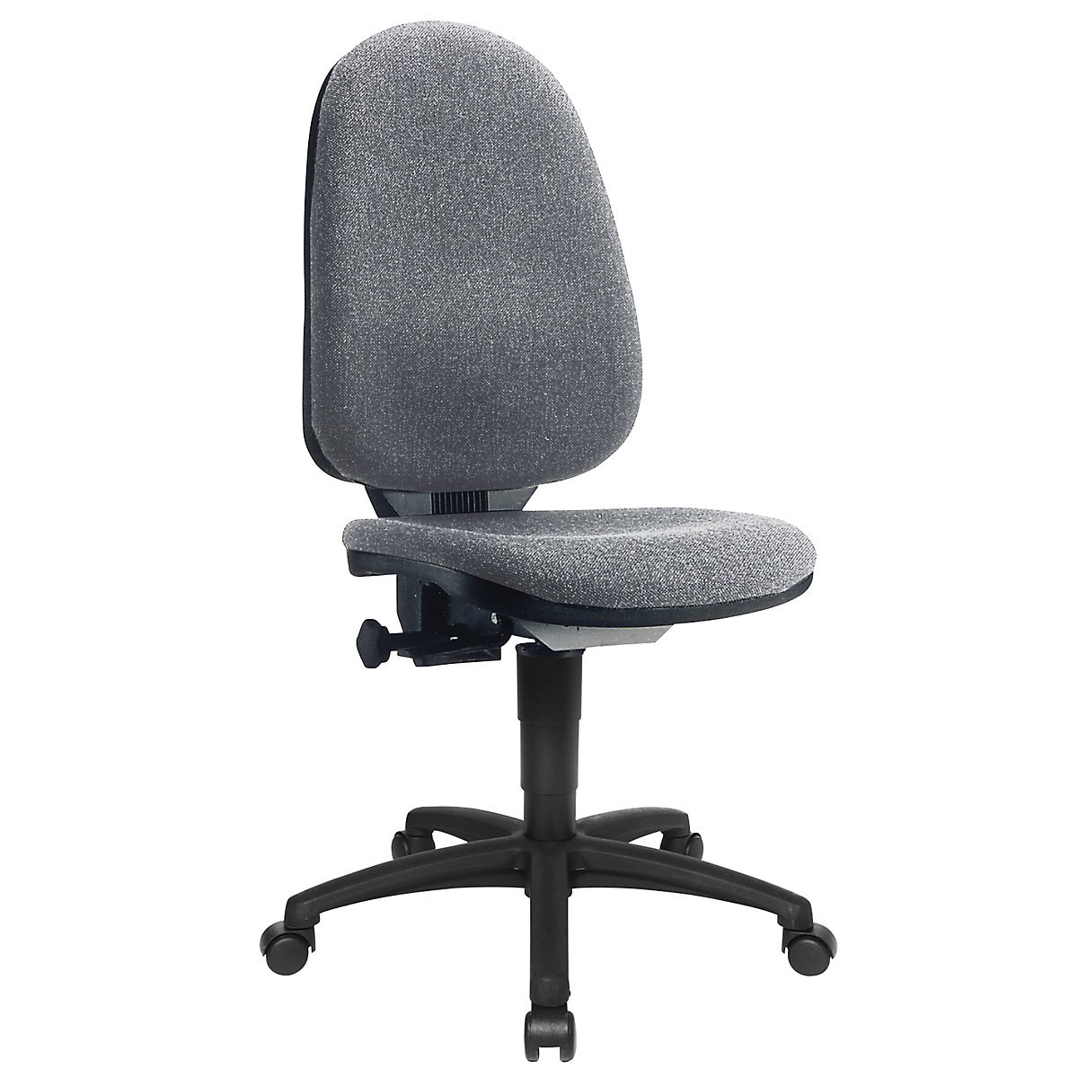 Standard swivel chair – Topstar, without arm rests, back rest 550 mm, frame black, fabric grey, 2+-4