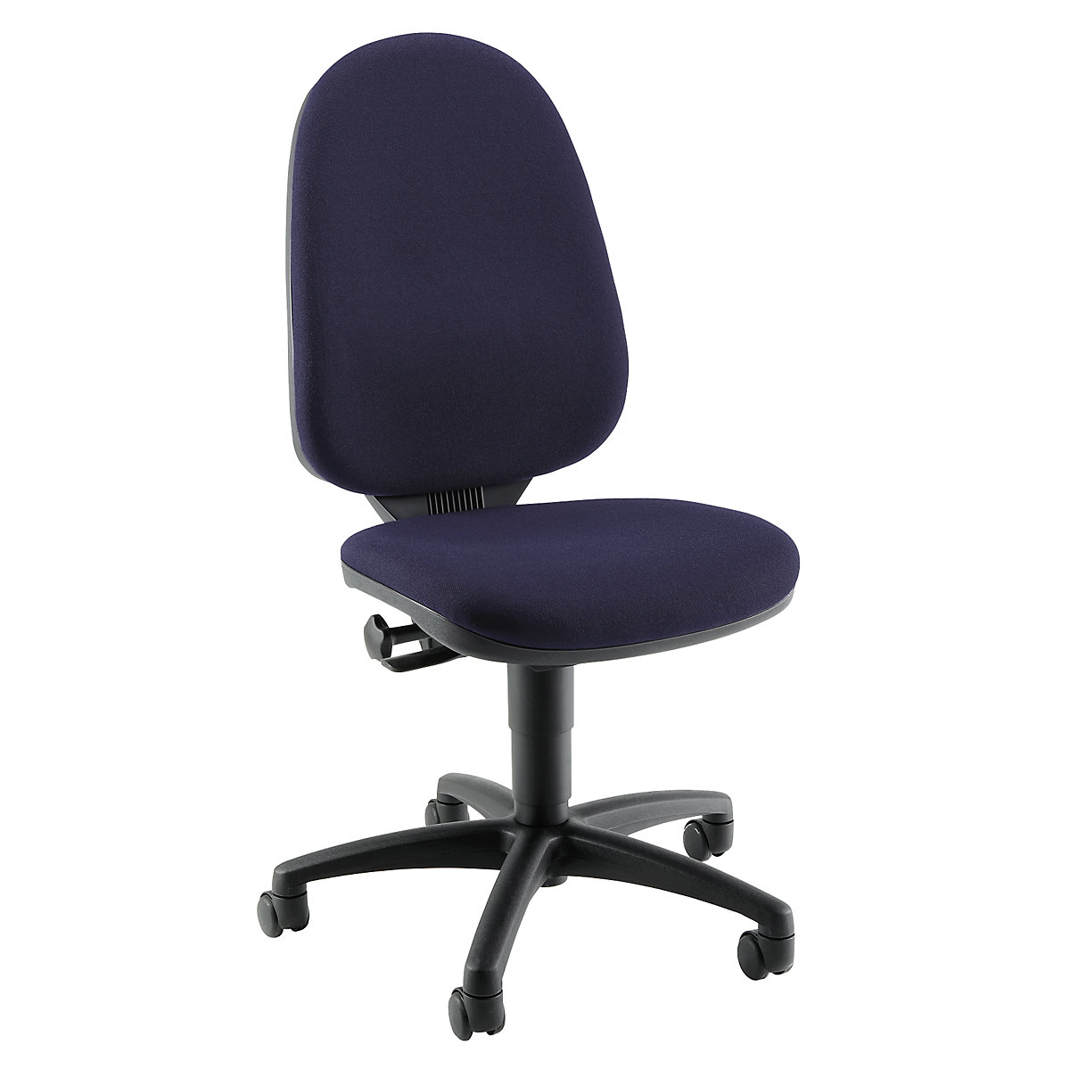 Standard swivel chair – Topstar, without arm rests, back rest 550 mm, frame black, fabric blue-6