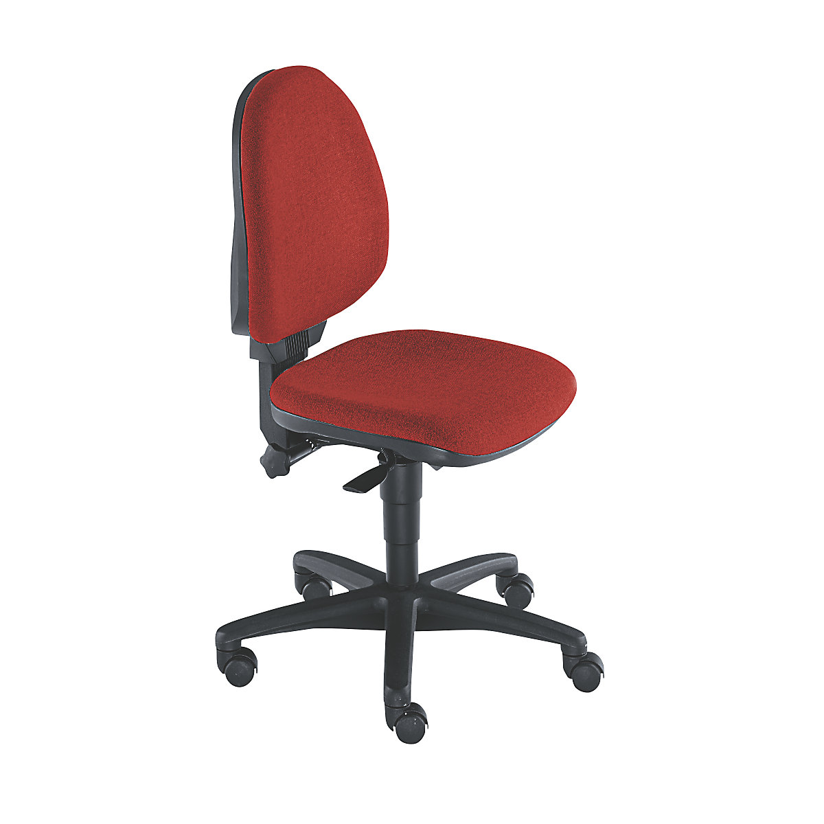 Standard swivel chair – Topstar, without arm rests, back rest 450 mm, red fabric, black frame-4