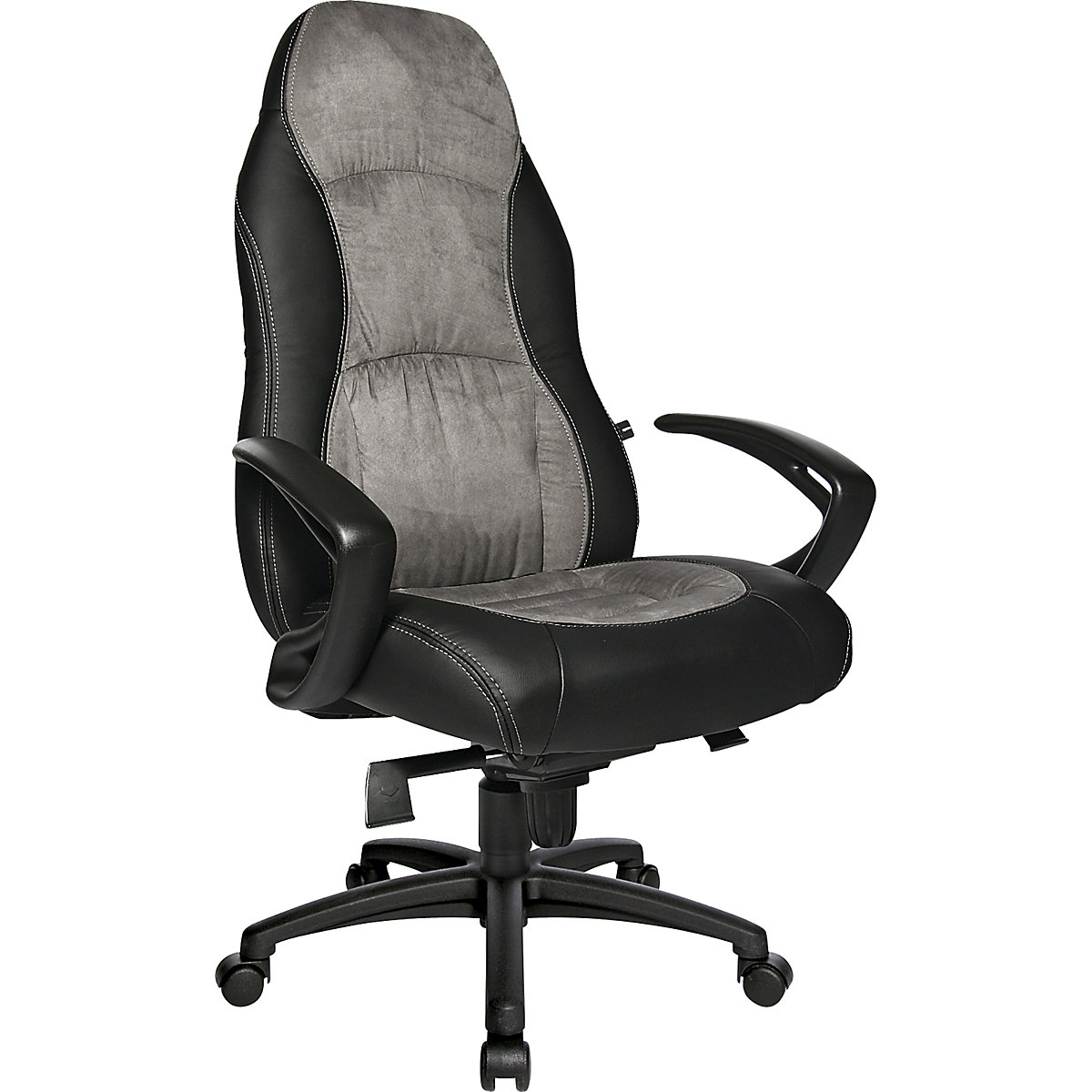 Swivel armchair – Topstar, faux leather / microfibre, black / grey-2