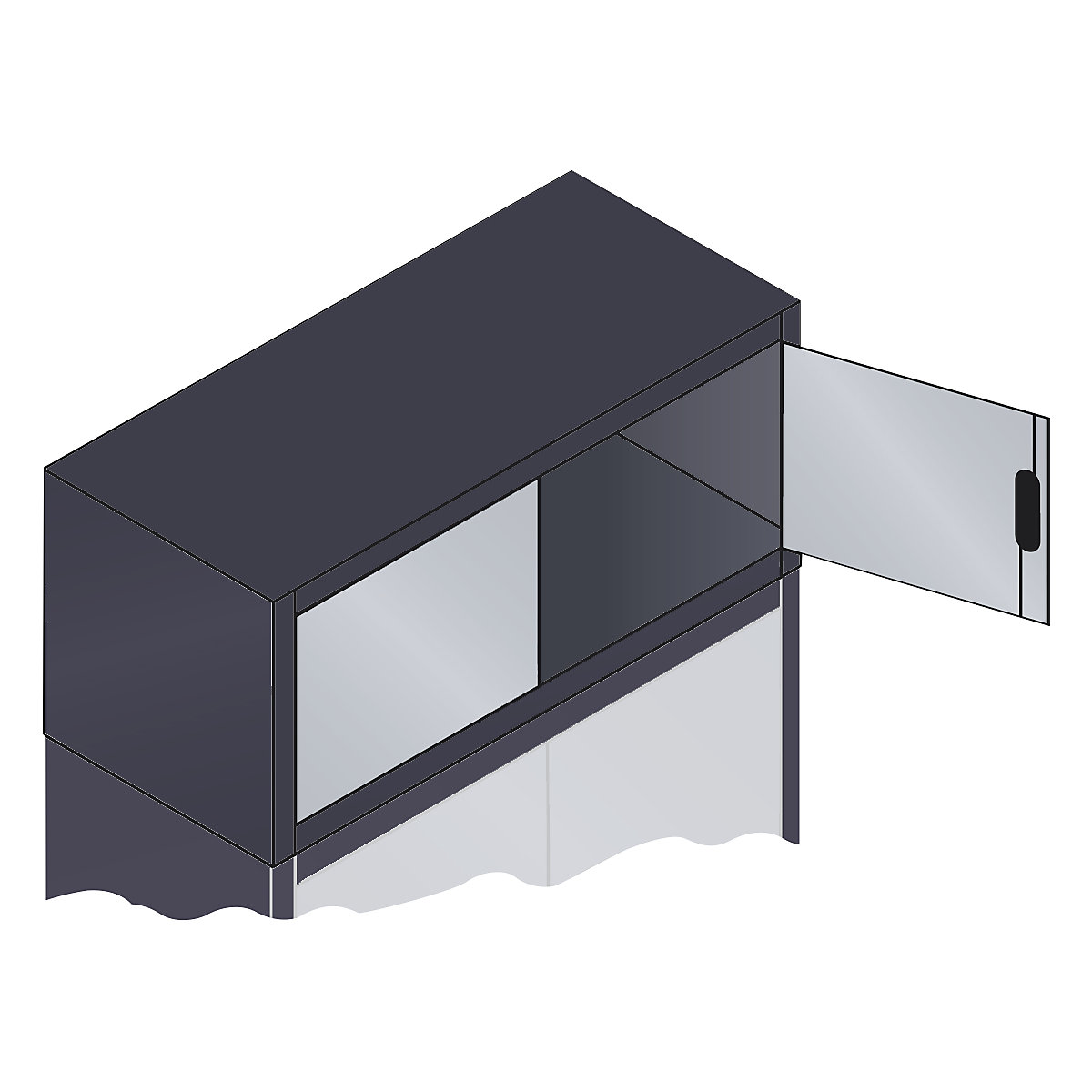 ACURADO add-on cupboard with hinged doors – C+P, HxWxD 500 x 1200 x 500 mm, black grey / white aluminium-6