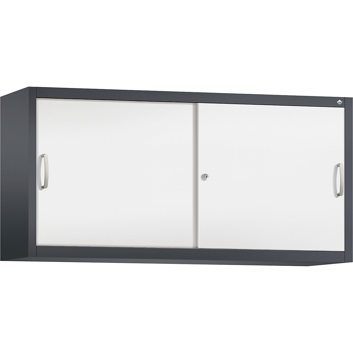 ACURADO add-on cupboard with sliding doors – C+P, 2 shelves, HxWxD 790 x 1600 x 400 mm, black grey / traffic white-6