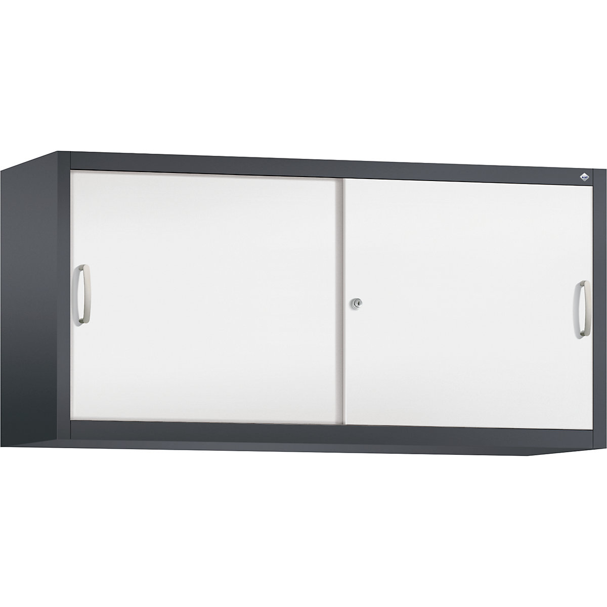 ACURADO add-on cupboard with sliding doors – C+P, 2 shelves, HxWxD 790 x 1600 x 500 mm, black grey / traffic white-5