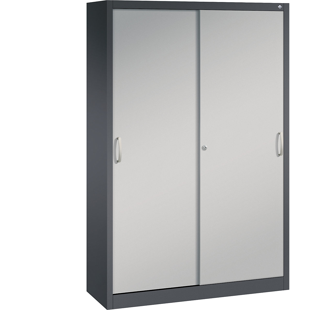 ACURADO sliding door cupboard – C+P, 4 shelves, HxWxD 1950 x 1200 x 400 mm, black grey / white aluminium-8