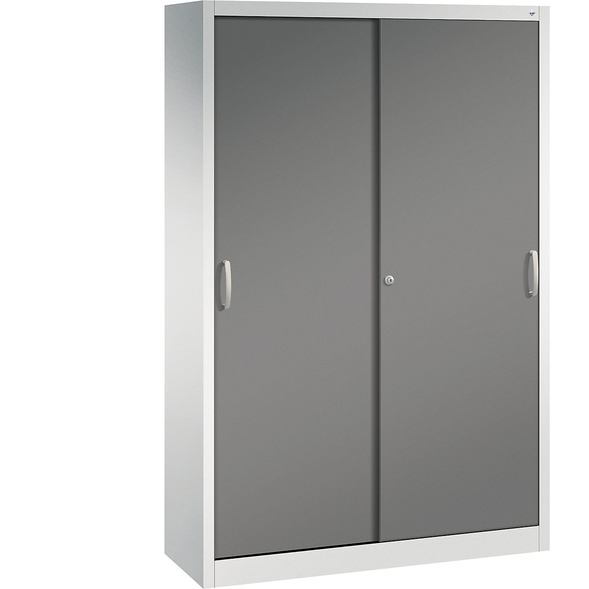 ACURADO sliding door cupboard – C+P, 4 shelves, HxWxD 1950 x 1200 x 400 mm, light grey / volcanic grey-6