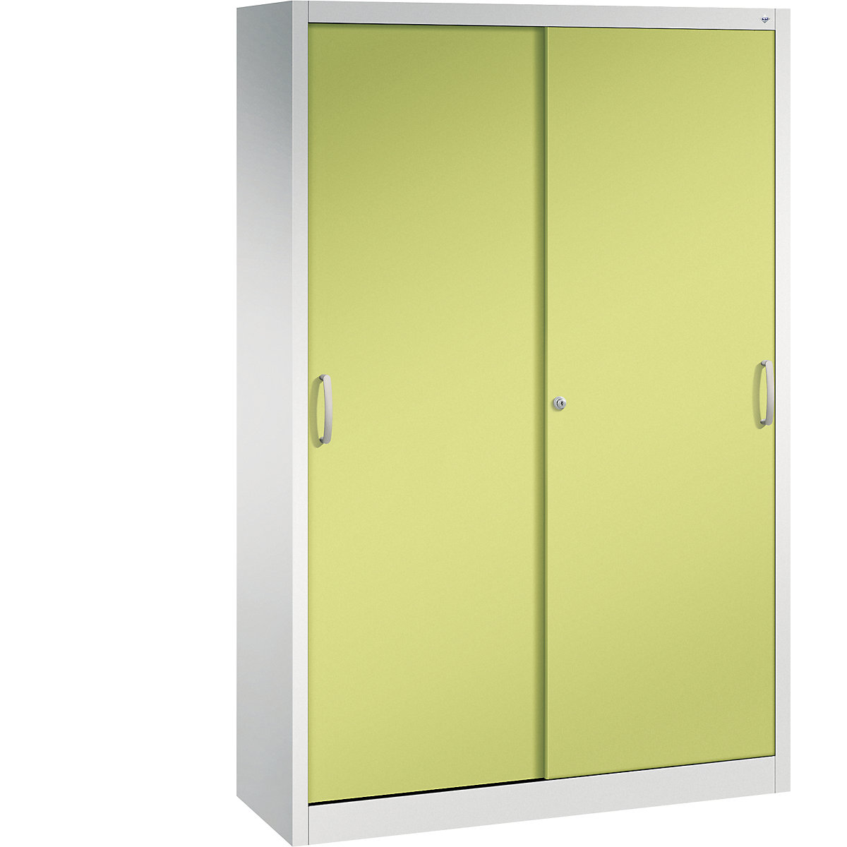 ACURADO sliding door cupboard – C+P, 4 shelves, HxWxD 1950 x 1200 x 400 mm, light grey / viridian green-12