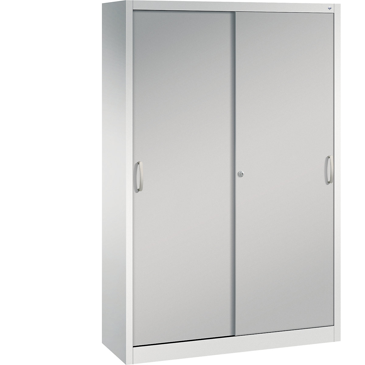 ACURADO sliding door cupboard – C+P, 4 shelves, HxWxD 1950 x 1200 x 400 mm, light grey / white aluminium-13