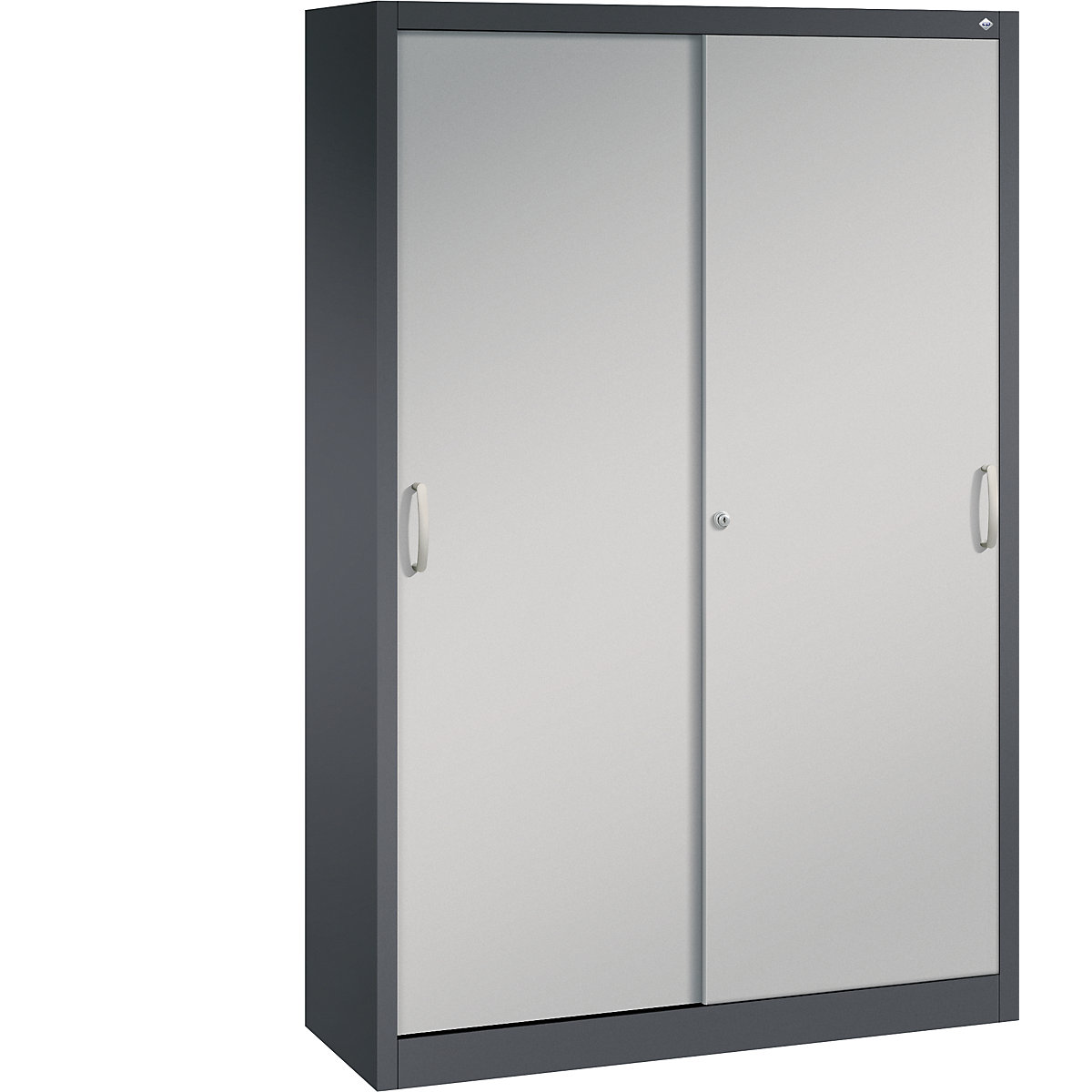 ACURADO sliding door cupboard – C+P, 3 shelves, 2 lockers, HxWxD 1950 x 1200 x 400 mm, black grey / white aluminium-16
