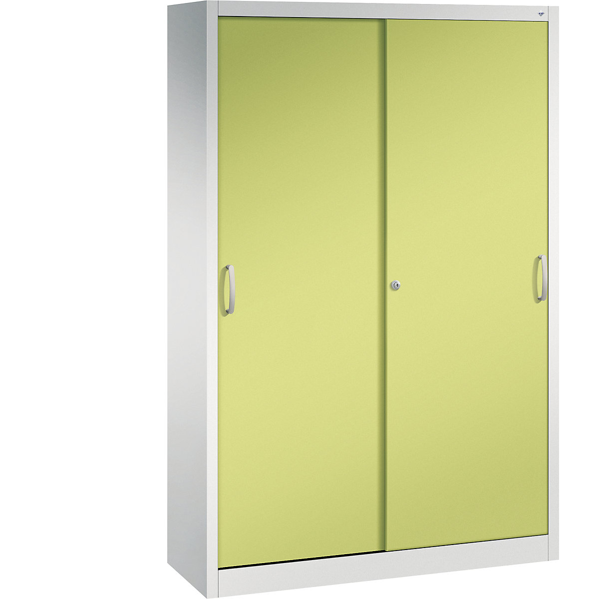 ACURADO sliding door cupboard – C+P, 3 shelves, 2 lockers, HxWxD 1950 x 1200 x 400 mm, light grey / viridian green-3