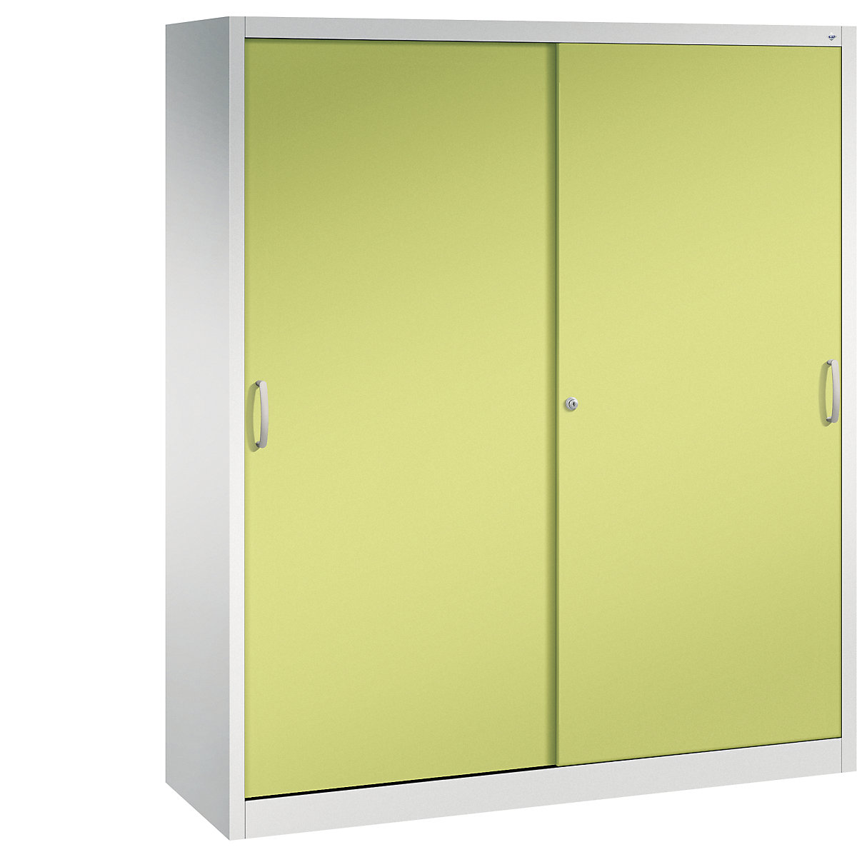 ACURADO sliding door cupboard – C+P, 6 shelves, 2 lockers, HxWxD 1950 x 1600 x 500 mm, light grey / viridian green-18