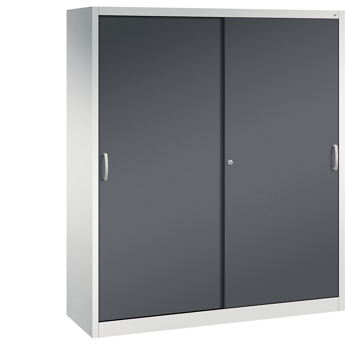 ACURADO sliding door cupboard – C+P, 6 shelves, 2 lockers, HxWxD 1950 x 1600 x 500 mm, light grey / black grey-8