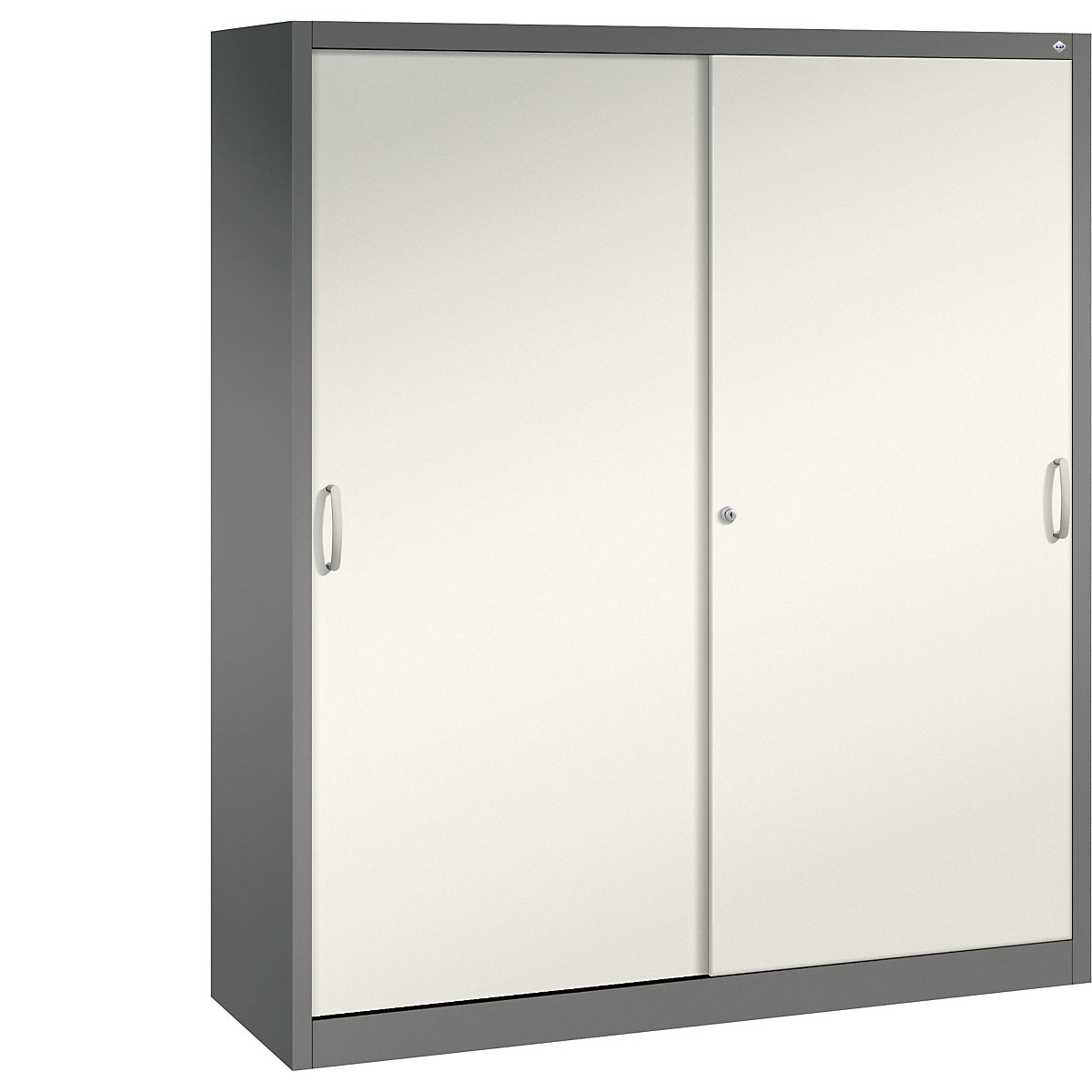ACURADO sliding door cupboard – C+P, 6 shelves, 2 lockers, HxWxD 1950 x 1600 x 500 mm, volcanic grey / oyster white-15
