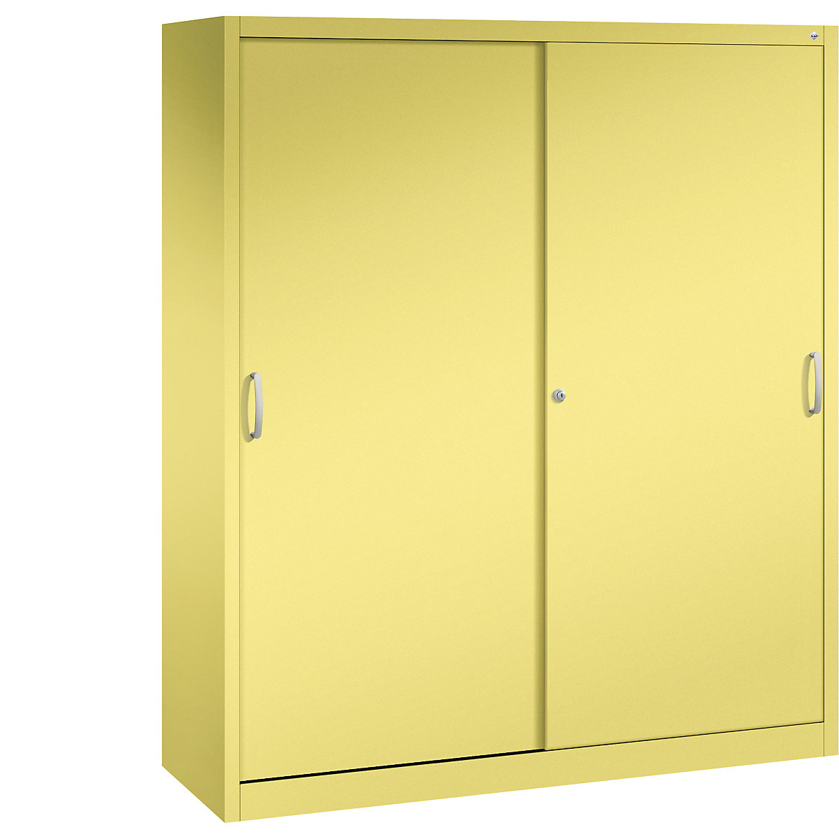ACURADO sliding door cupboard – C+P, 6 shelves, 2 lockers, HxWxD 1950 x 1600 x 500 mm, sulphur yellow-4