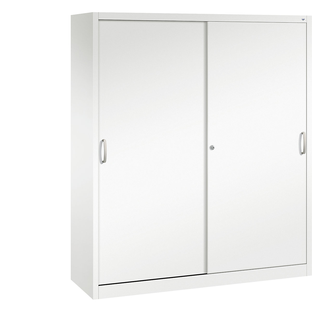ACURADO sliding door cupboard – C+P, 6 shelves, 2 lockers, HxWxD 1950 x 1600 x 500 mm, traffic white-19