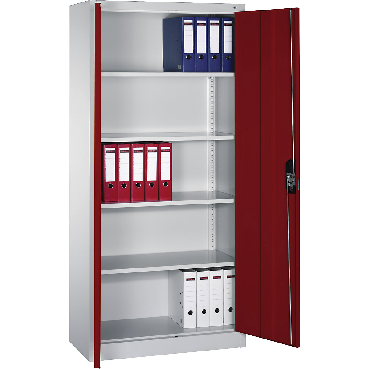ACURADO universal cupboard – C+P, WxD 930 x 400 mm, light grey / ruby red-32