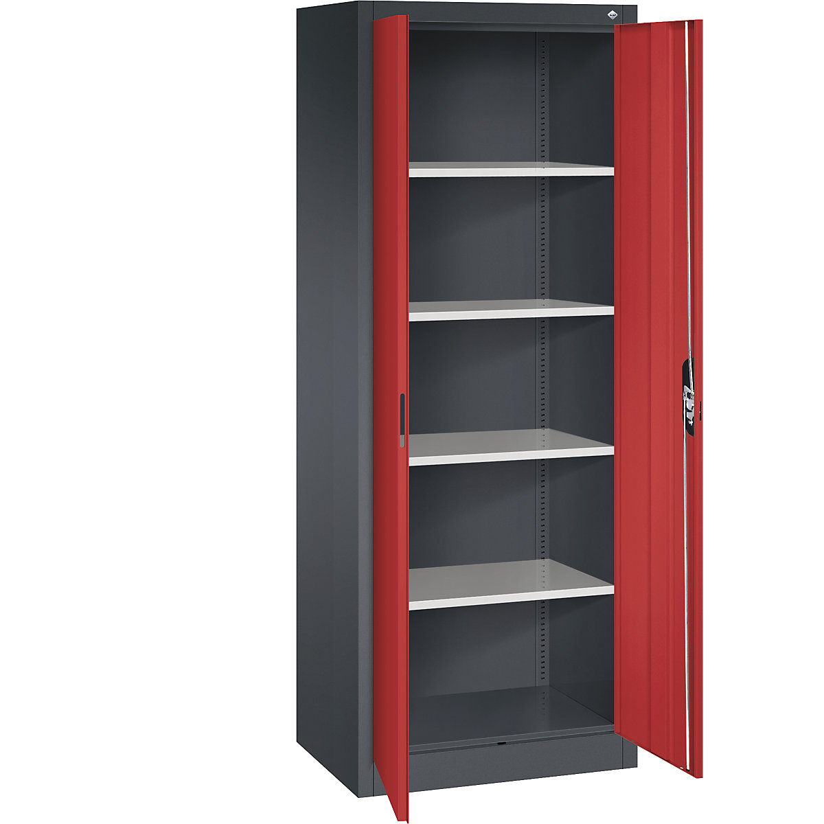 C+P – ACURADO universal cupboard, WxD 700 x 500 mm, black grey / flame red