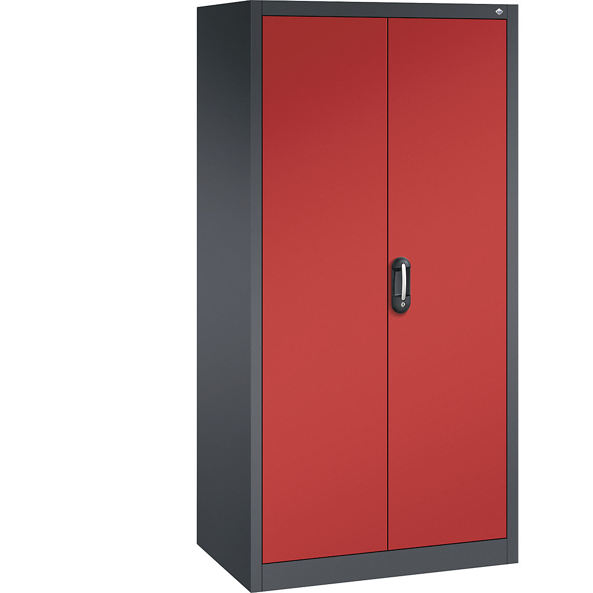 ACURADO universal cupboard – C+P, WxD 930 x 600 mm, black grey / flame red-25