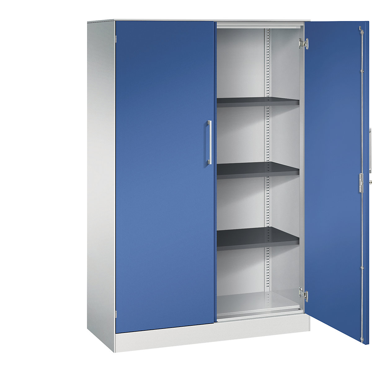 ASISTO double door cupboard, height 1617 mm – C+P, width 1000 mm, 3 shelves, light grey/gentian blue-4