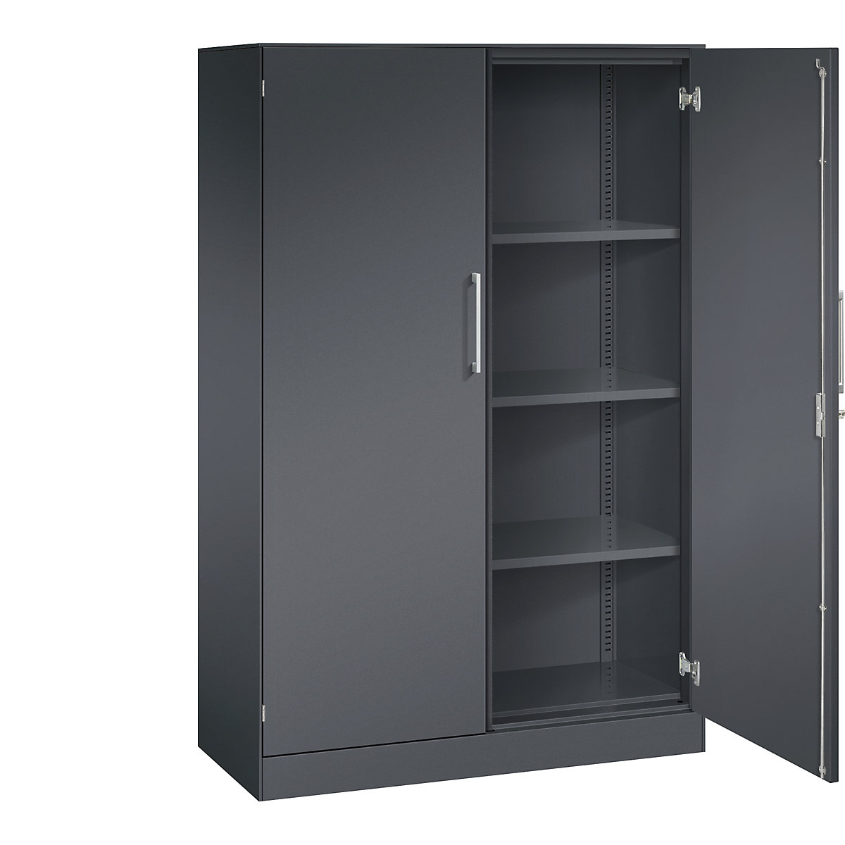 ASISTO double door cupboard, height 1617 mm – C+P, width 1000 mm, 3 shelves, black grey/black grey-7