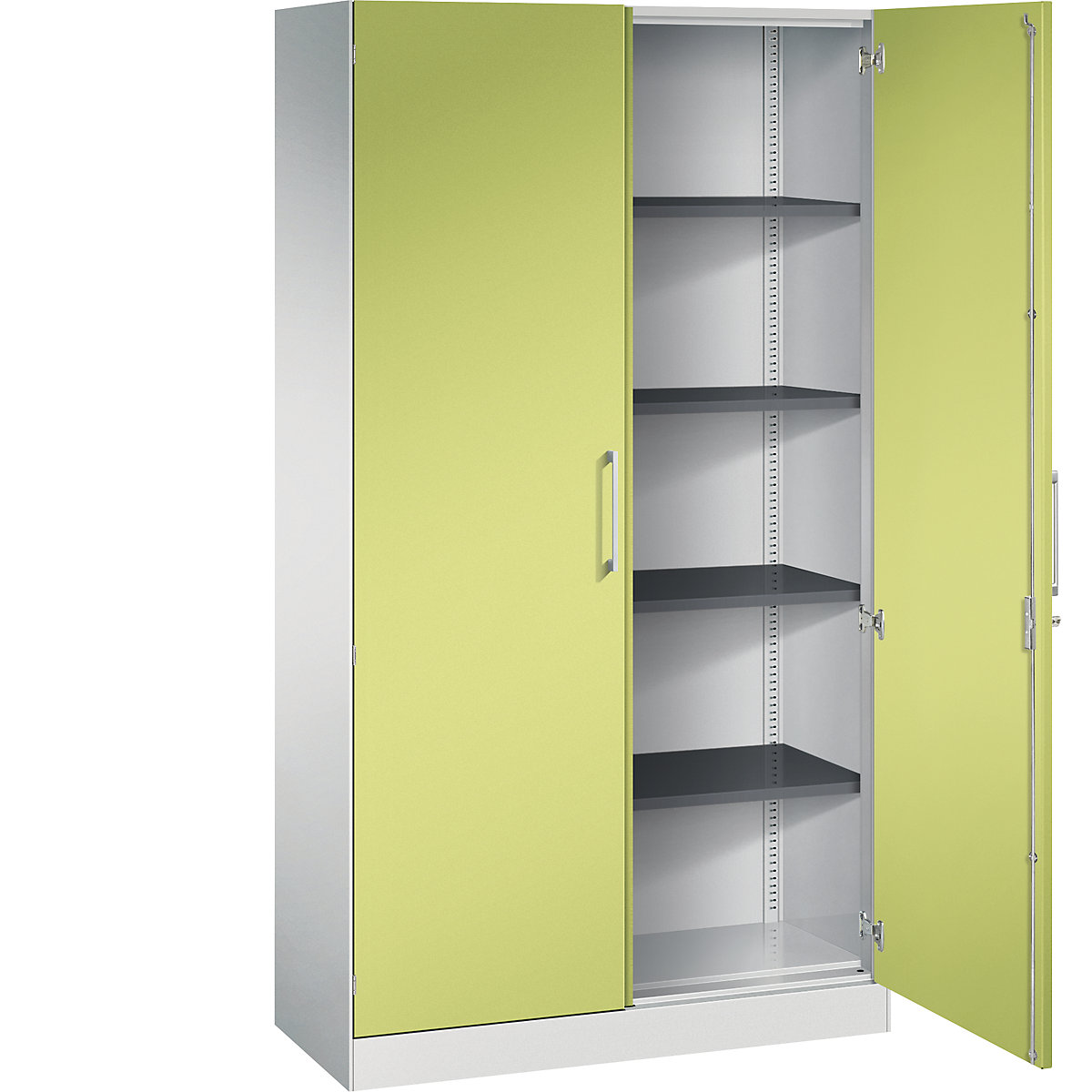 ASISTO double door cupboard, height 1980 mm – C+P, width 1000 mm, 4 shelves, light grey/viridian green-18