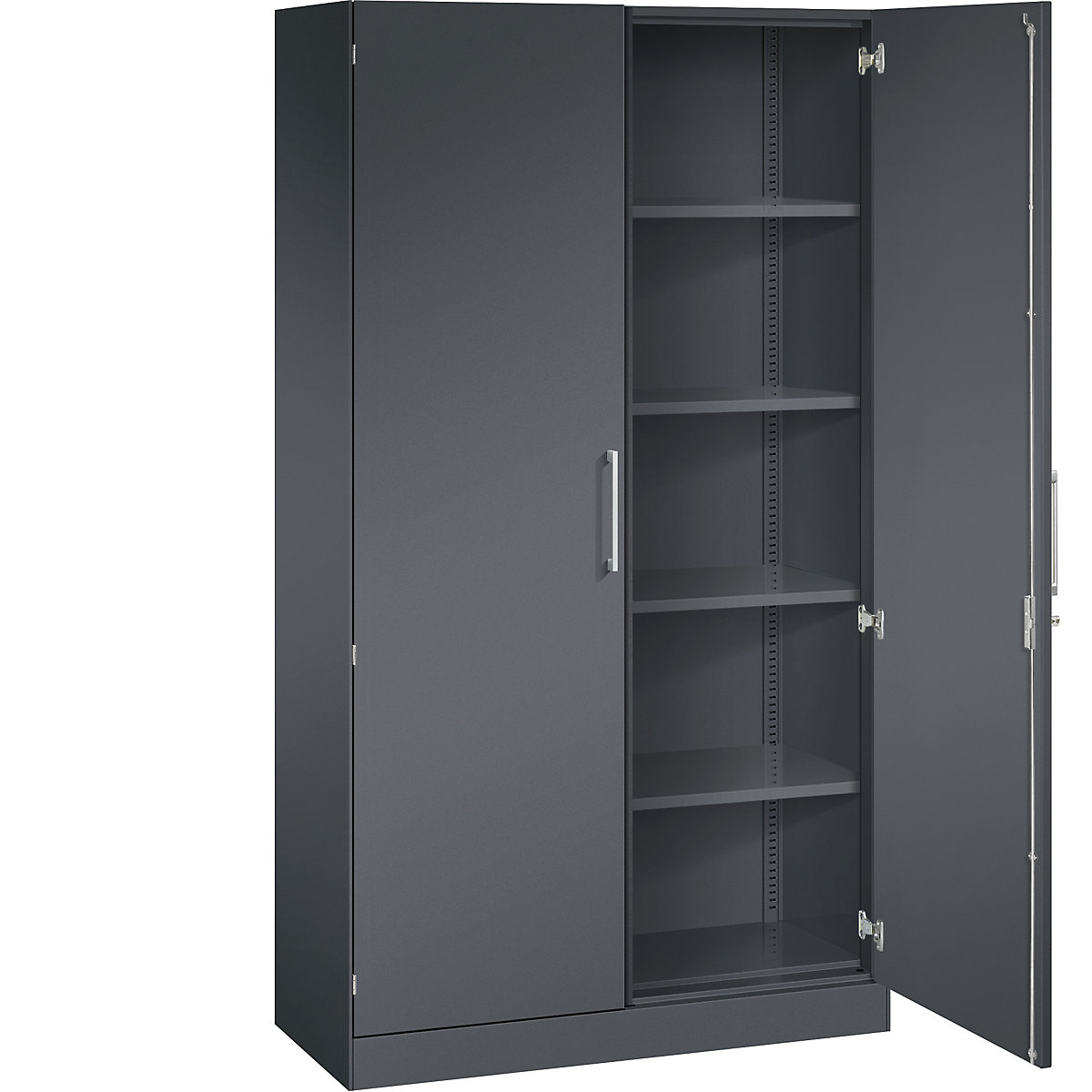 ASISTO double door cupboard, height 1980 mm – C+P, width 1000 mm, 4 shelves, black grey/black grey-12