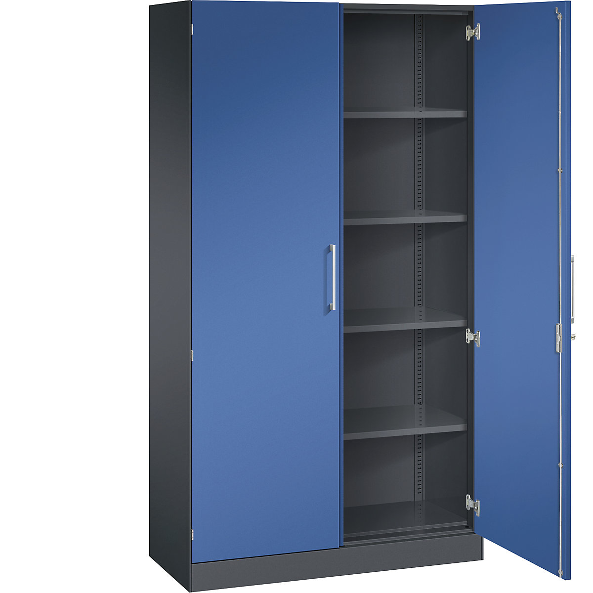 ASISTO double door cupboard, height 1980 mm – C+P, width 1000 mm, 4 shelves, black grey/gentian blue-16