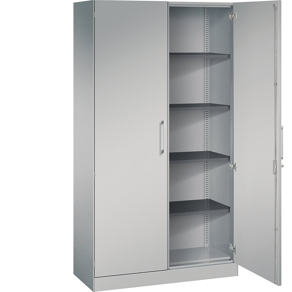 ASISTO double door cupboard, height 1980 mm – C+P, width 1000 mm, 4 shelves, white aluminium/white aluminium-9