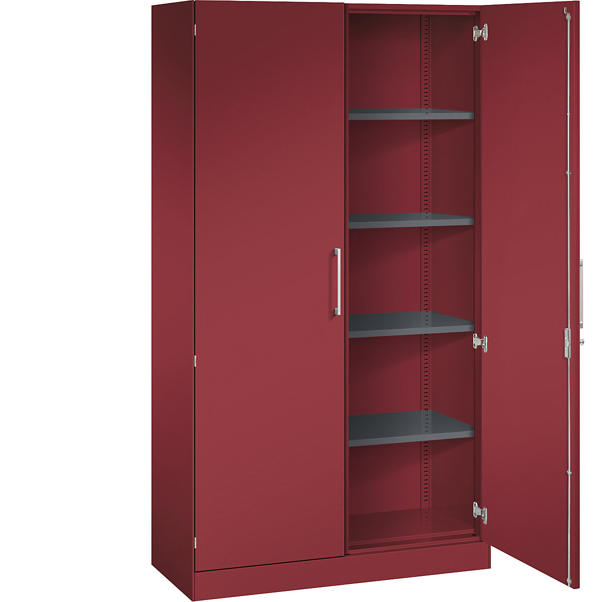 ASISTO double door cupboard, height 1980 mm – C+P, width 1000 mm, 4 shelves, ruby red/ruby red-11