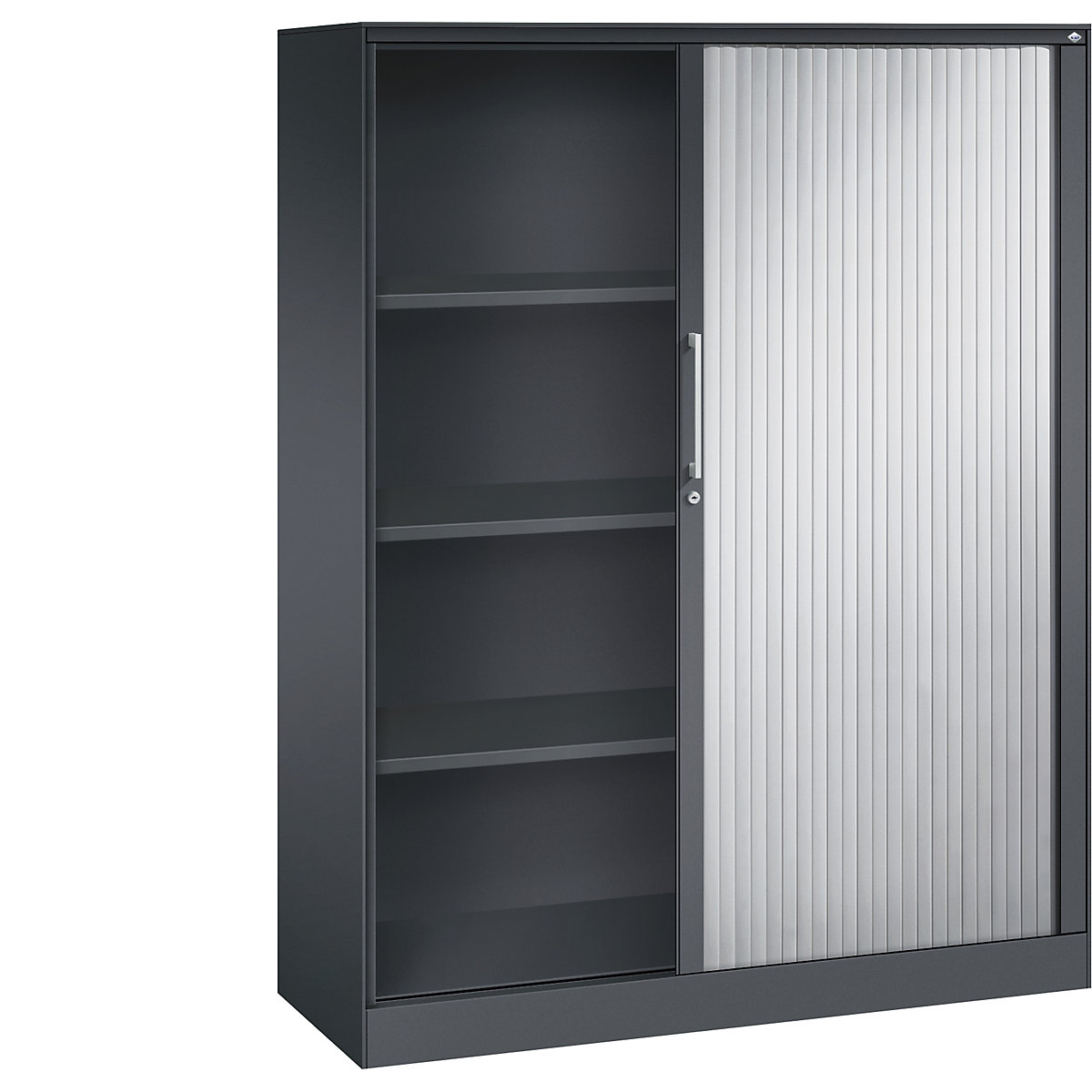 ASISTO roller shutter cupboard, height 1617 mm – C+P, width 1200 mm, black grey/white aluminium-4
