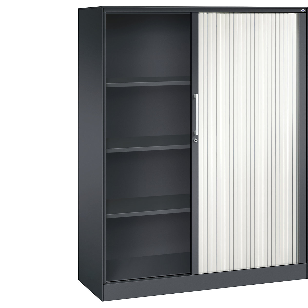 ASISTO roller shutter cupboard, height 1617 mm – C+P, width 1200 mm, black grey/traffic white-7