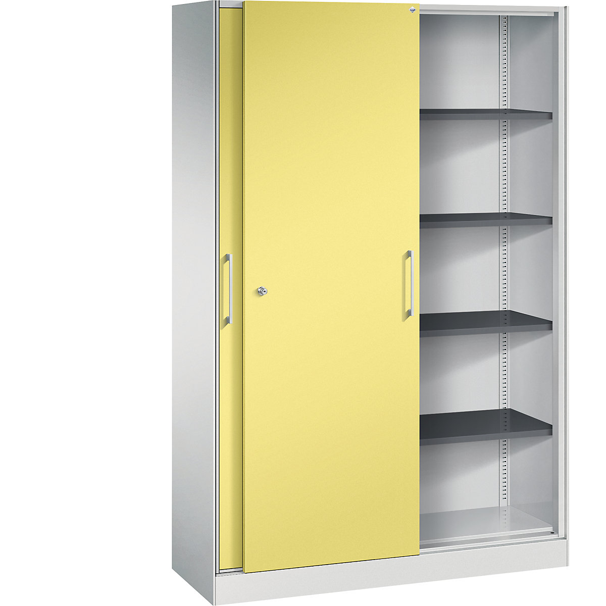 ASISTO sliding door cupboard, height 1980 mm – C+P, width 1200 mm, light grey/sulphur yellow-12