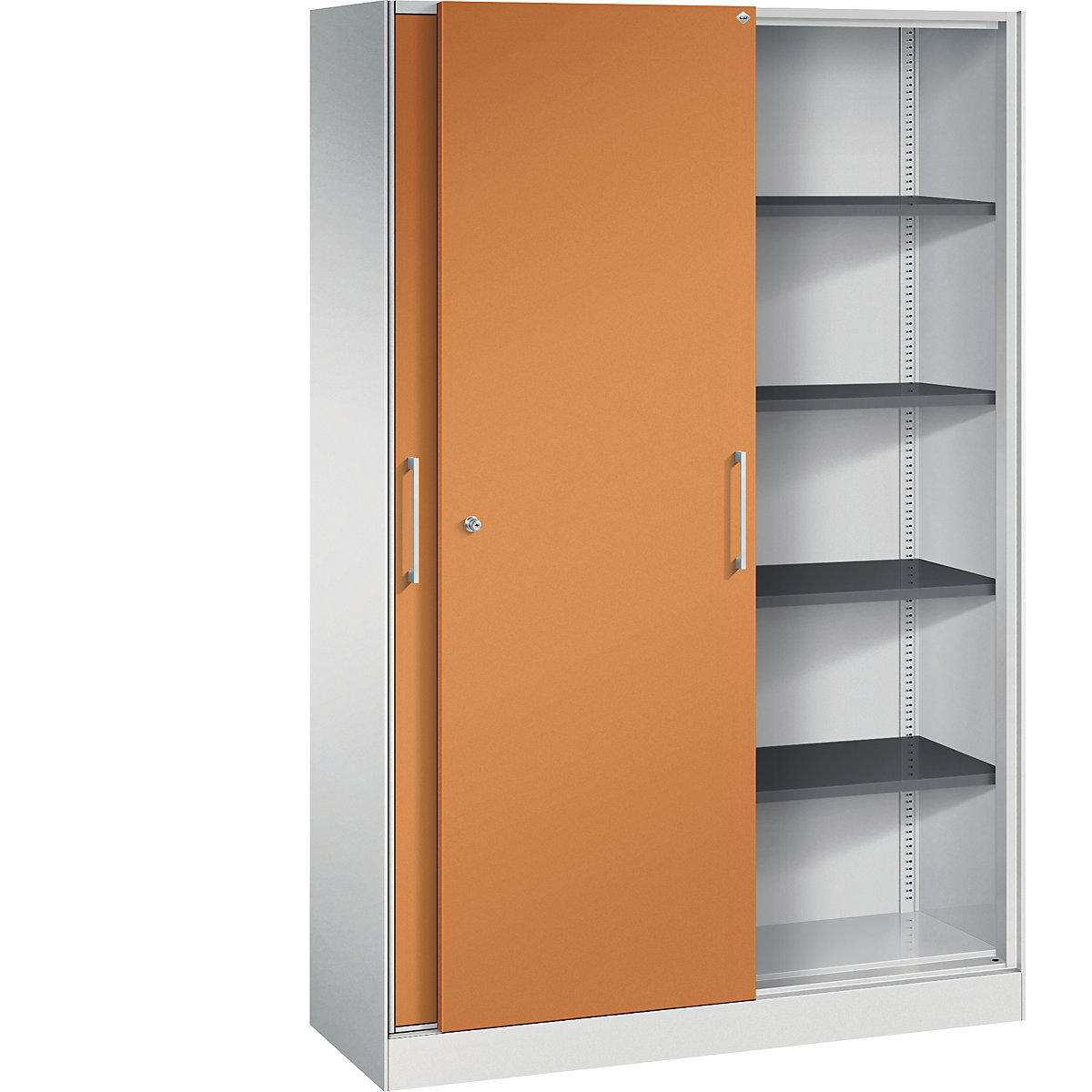 ASISTO sliding door cupboard, height 1980 mm – C+P, width 1200 mm, light grey/yellow orange-8