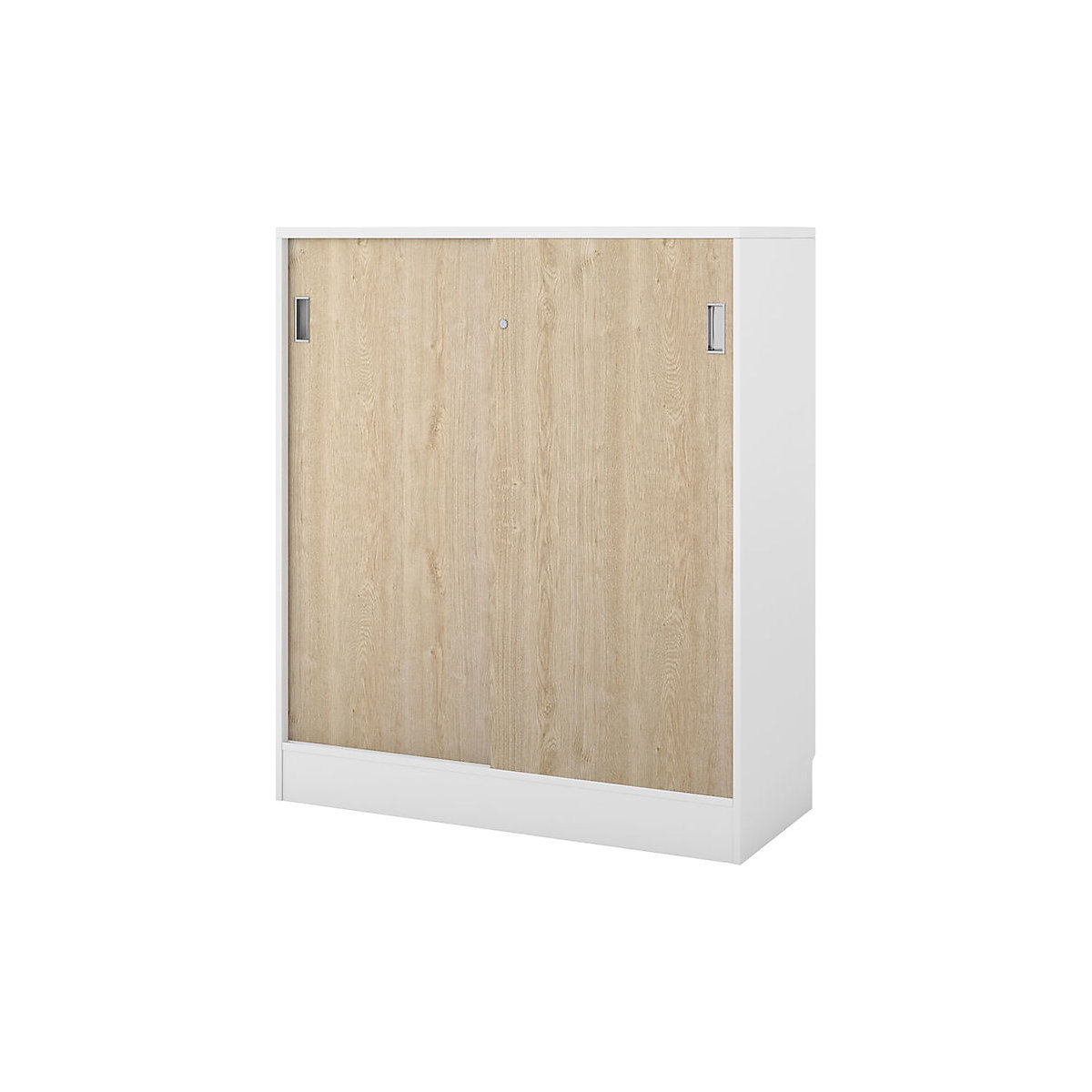 Chicago cupboard with sliding doors, HxWxD 1353 x 1215 x 400 mm, brushed white / oak-6